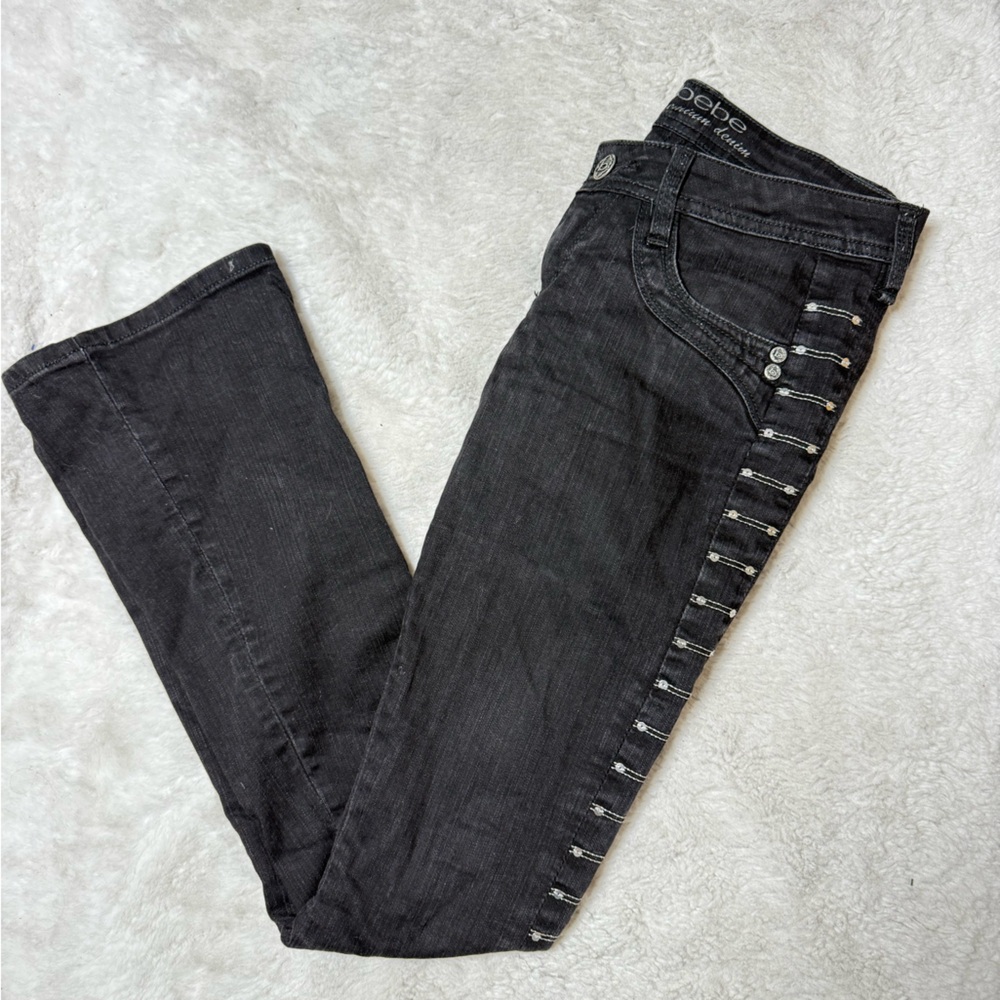 Bebe Women's Black Skinny Jeans with Sequin Accents